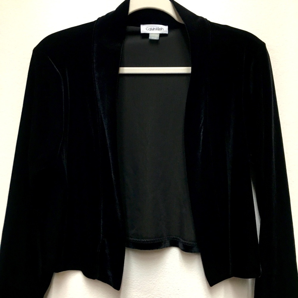 Calvin Klein Velvet Open Shrug Cardigan Jacket Small Black